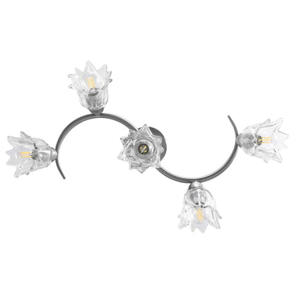 Lampadario Con Paralumi In Vetro Per 5 Lampadine E14