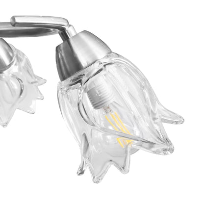 Lampadario Con Paralumi In Vetro Per 5 Lampadine E14