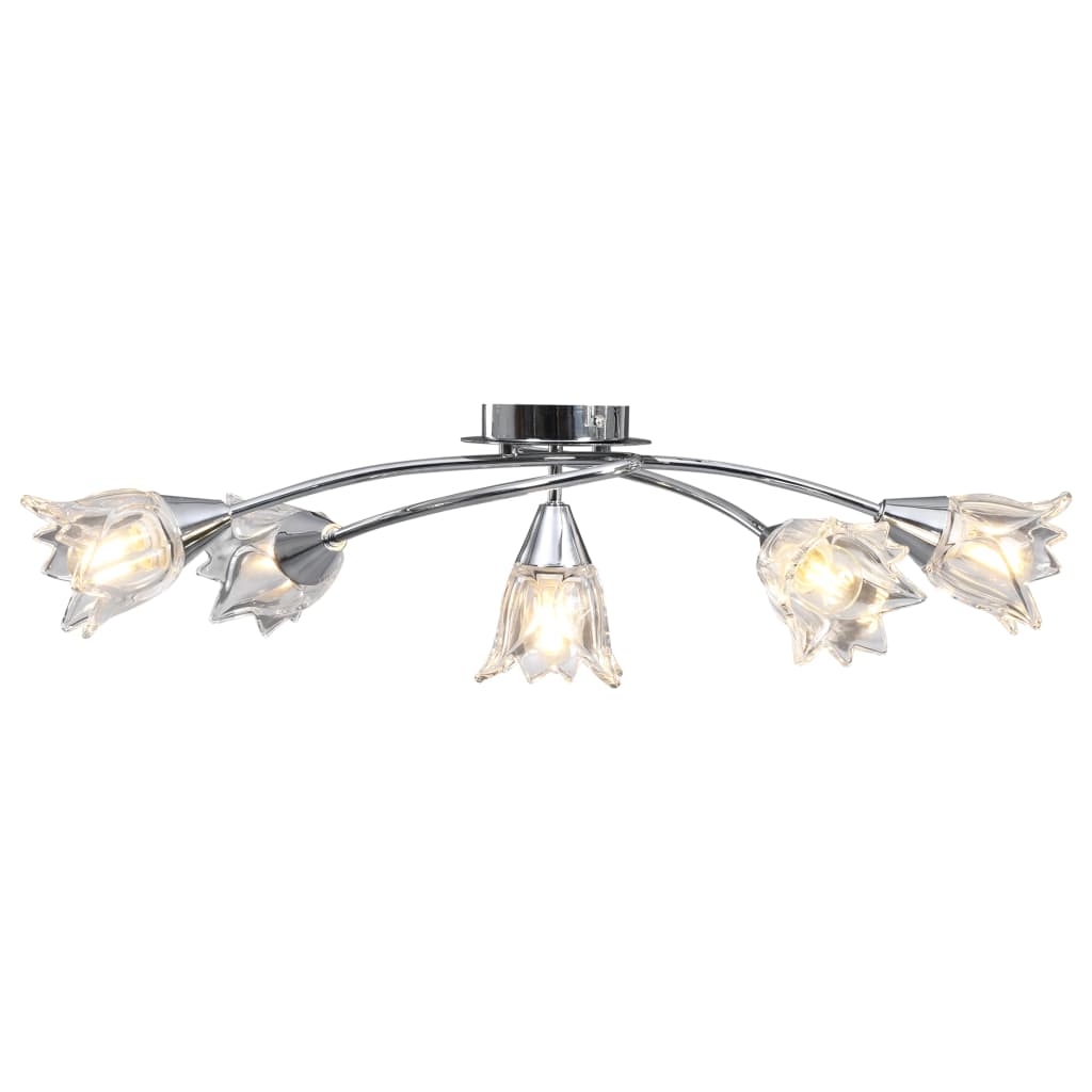 Lampadario Paralumi In Ceramica 5 Lampadine E14 Bianco A