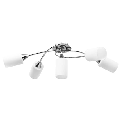 Lampadario Paralumi In Ceramica 5 Lampadine E14 Bianco A