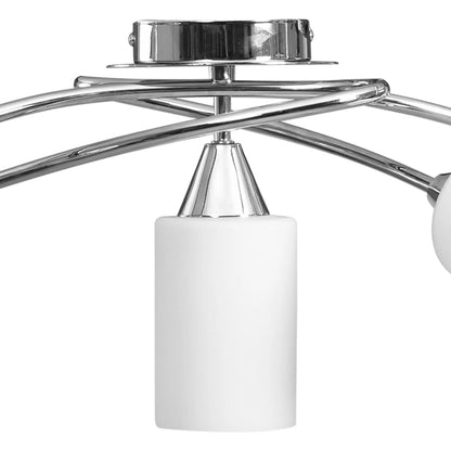 Lampadario Paralumi In Ceramica 5 Lampadine E14 Bianco A