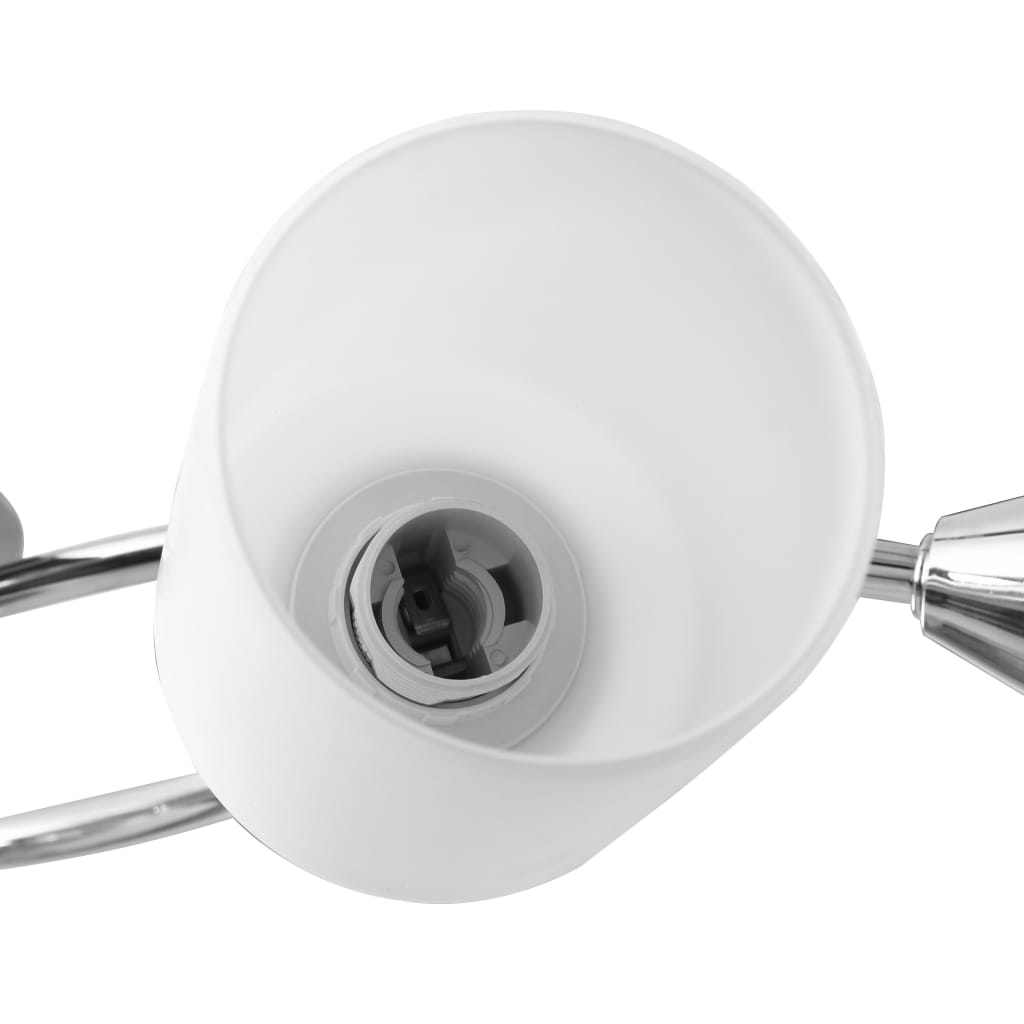 Lampadario Paralumi In Ceramica 5 Lampadine E14 Bianco A
