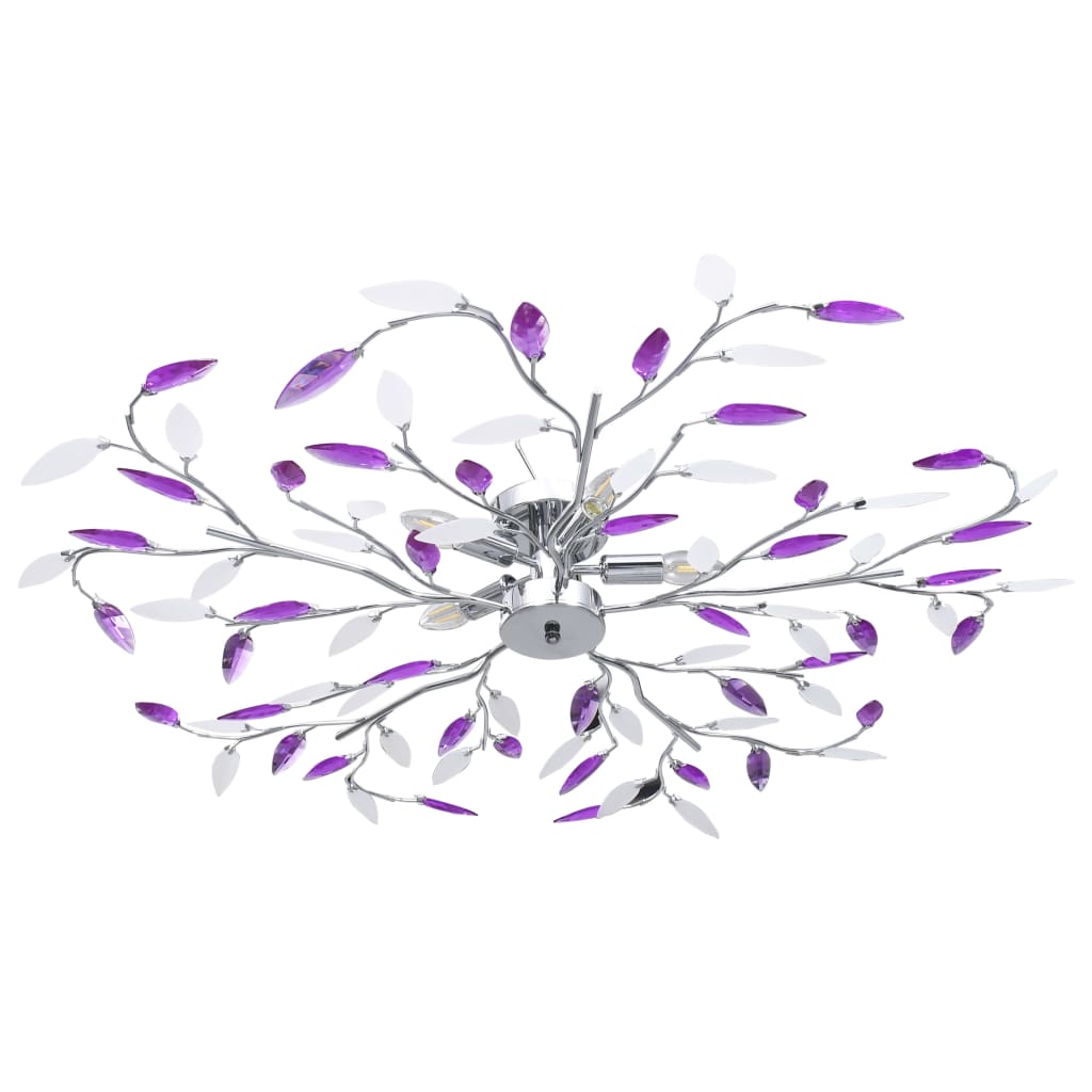Lampada Da Soffitto E Bianco In Cristalli Acrilici 5 E14