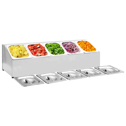 Supporto Gastronorm Con 6 Contenitori Gn 1/6 In Acciaio Inox
