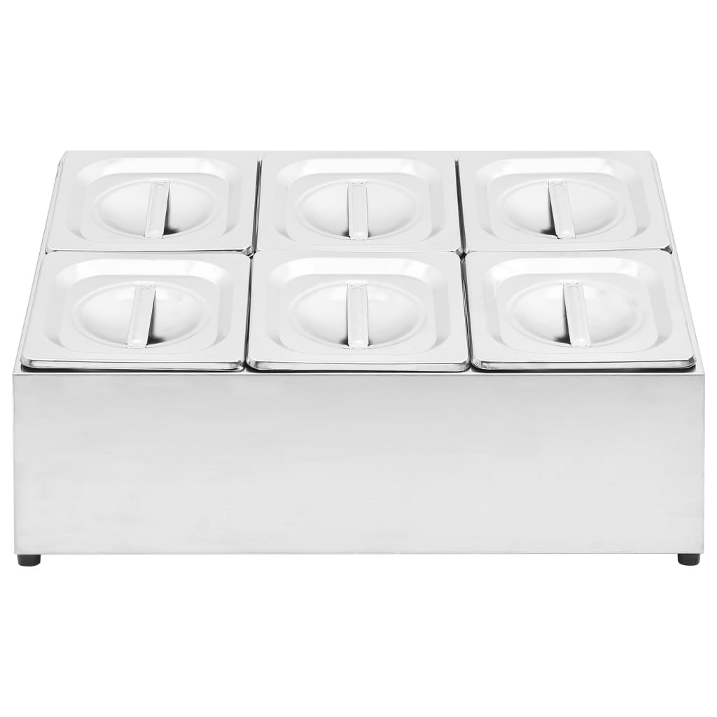 Supporto Gastronorm Con 6 Contenitori Gn 1/6 In Acciaio Inox