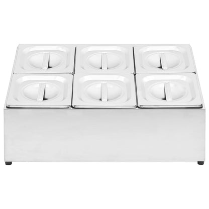 Supporto Gastronorm Con 6 Contenitori Gn 1/6 In Acciaio Inox