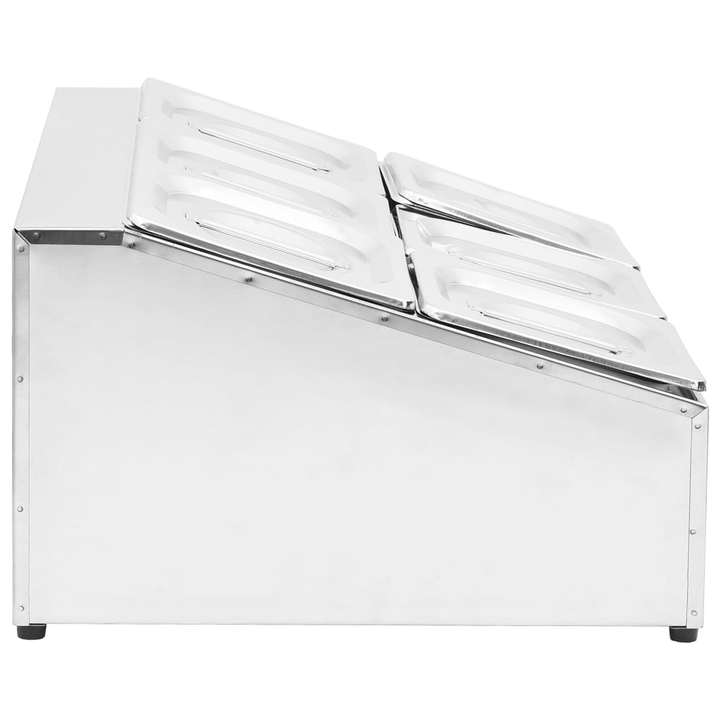 Supporto Gastronorm Con 6 Contenitori Gn 1/6 In Acciaio Inox