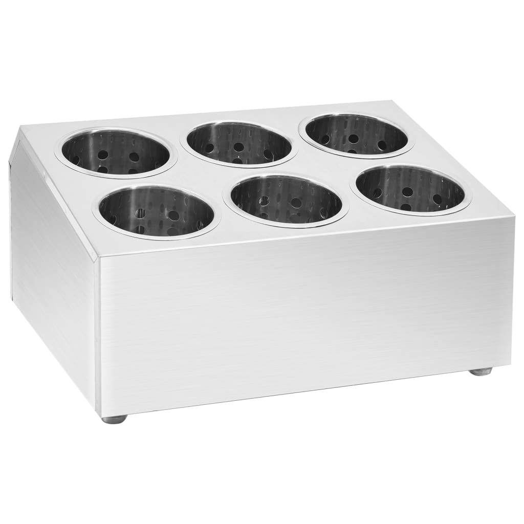 Portaposate Con 6 Inserti Quadrato In Acciaio Inox