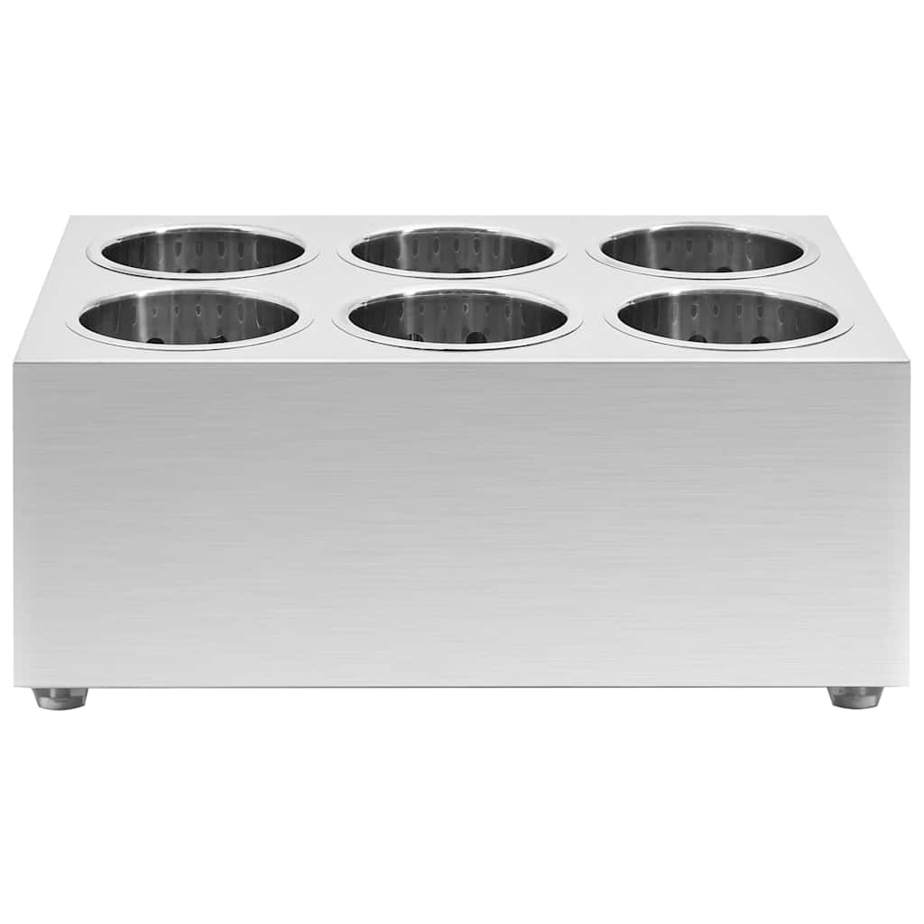 Portaposate Con 6 Inserti Quadrato In Acciaio Inox