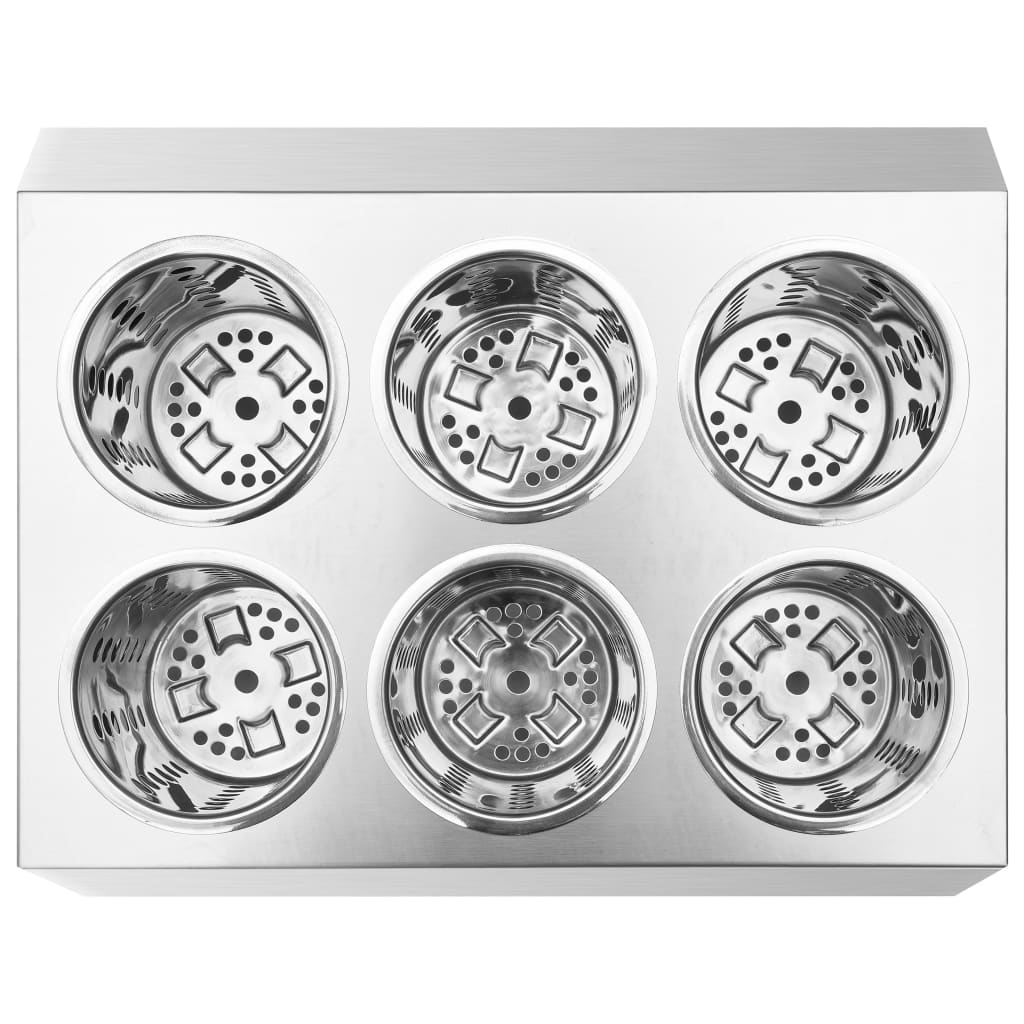 Portaposate Con 6 Inserti Quadrato In Acciaio Inox