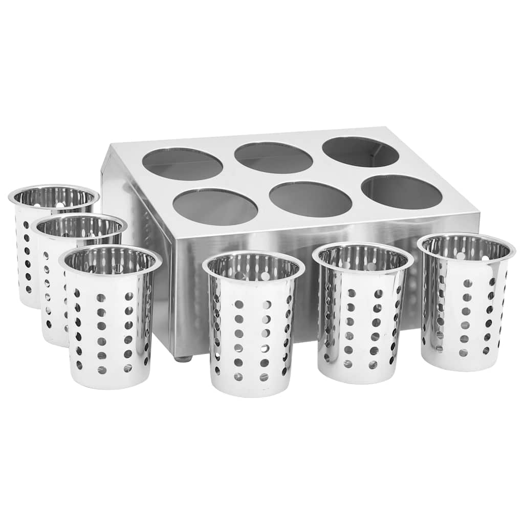 Portaposate Con 6 Inserti Quadrato In Acciaio Inox