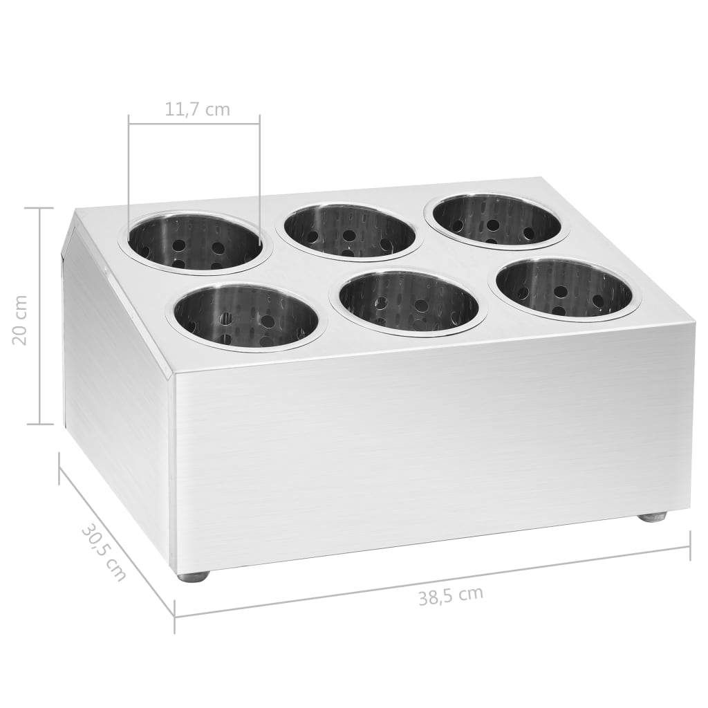 Portaposate Con 6 Inserti Quadrato In Acciaio Inox