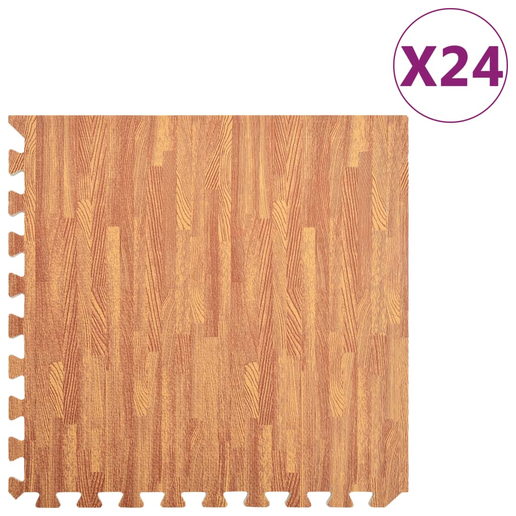 Tappetino A Incastro 24 Pz Venature Legno 8,64 ㎡ Schiuma Eva
