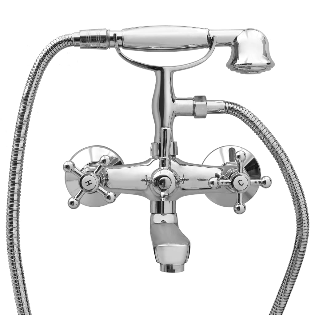 Rubinetto Vasca A 2 Maniglie Con Soffione A Mano Cromato Retro
