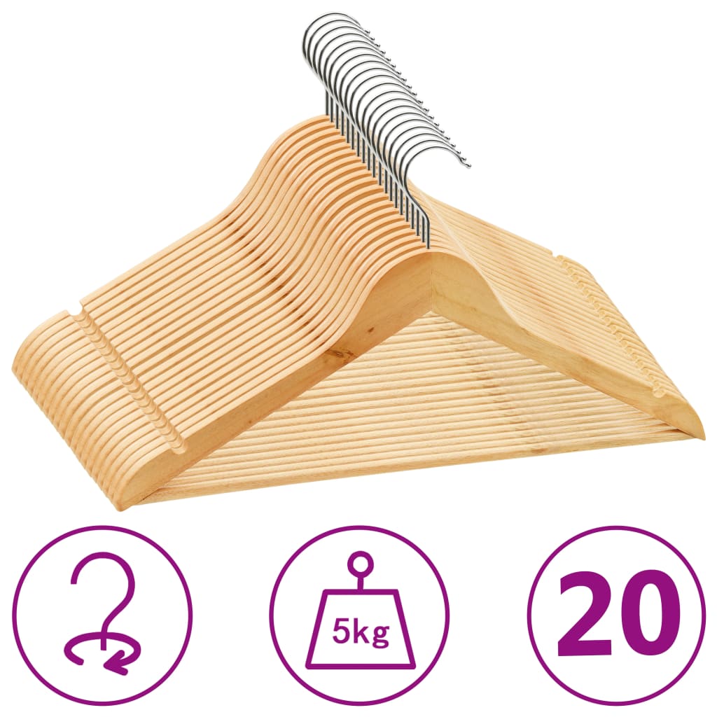Set Appendiabiti 100 Pz Antiscivolo Bianchi In Legno Massello