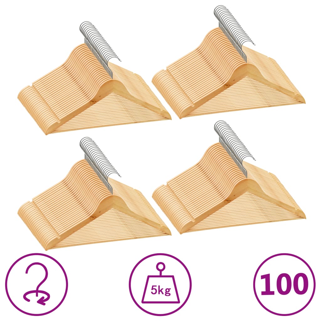 Set Appendiabiti 100 Pz Antiscivolo Bianchi In Legno Massello
