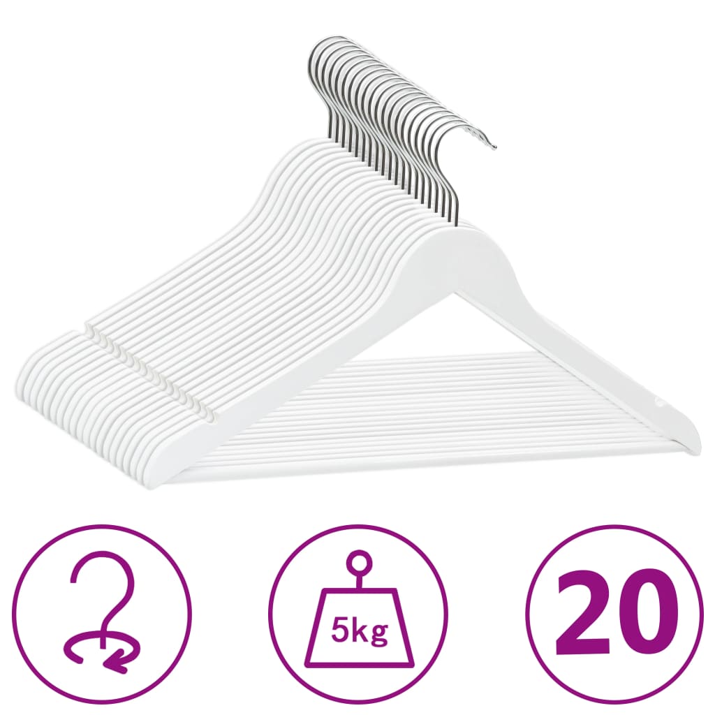 Set Appendiabiti 100 Pz Antiscivolo Bianchi In Legno Massello