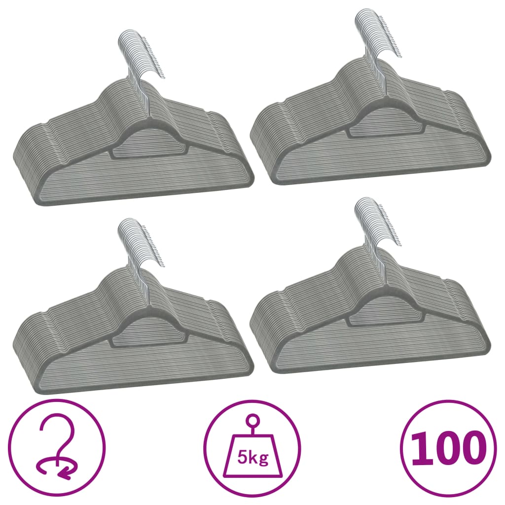 Set Appendiabiti 50 Pz Antiscivolo In Velluto