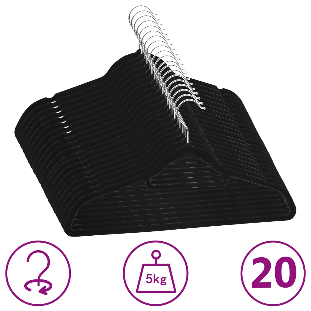 Set Appendiabiti 50 Pz Antiscivolo In Velluto