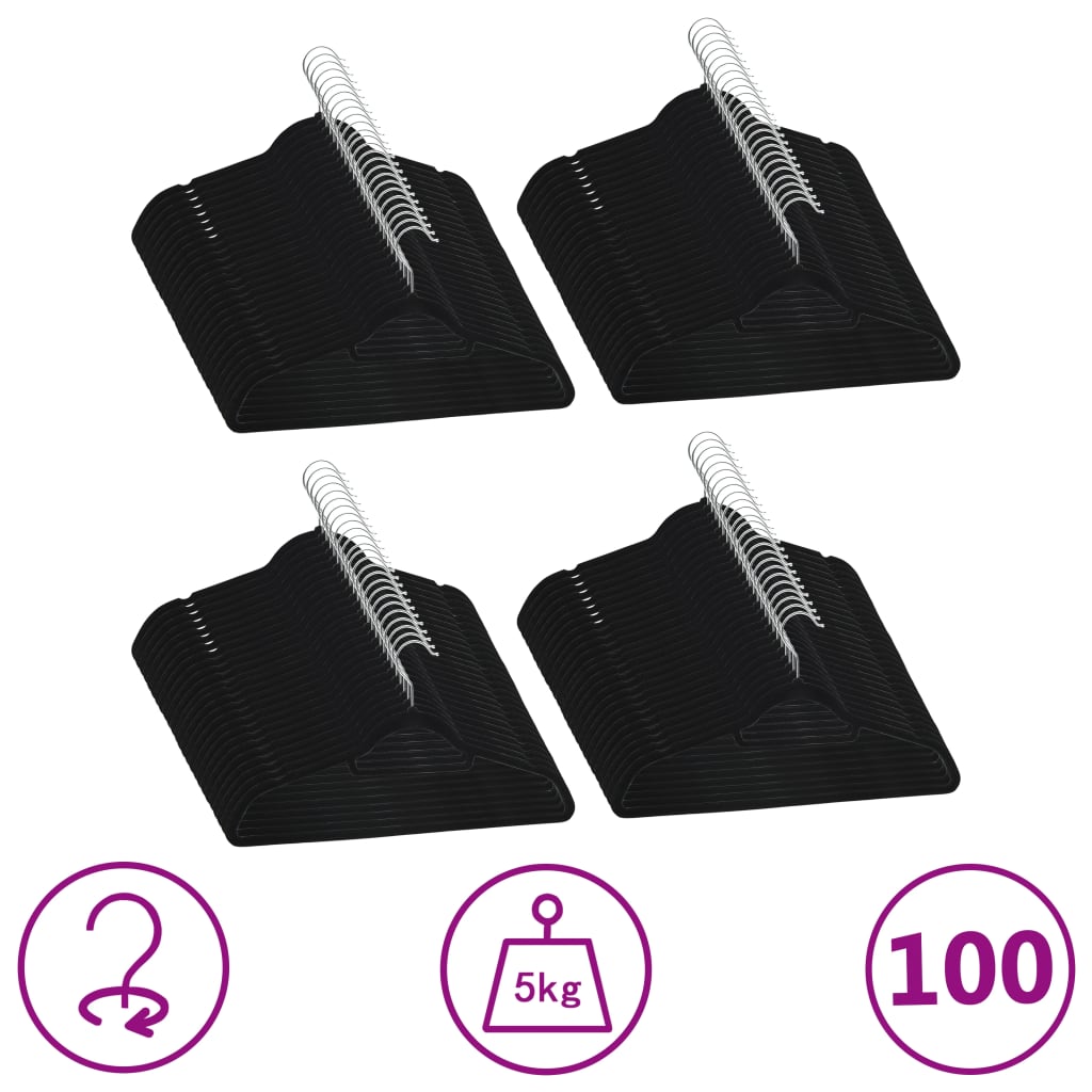 Set Appendiabiti 50 Pz Antiscivolo In Velluto