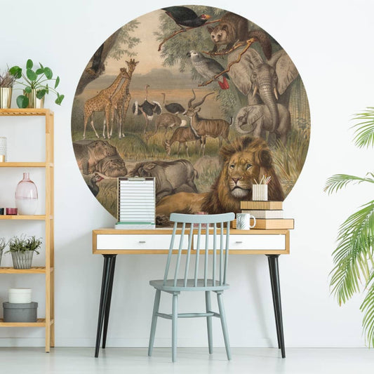 Wallart Carta Da Parati Circolare Animals Of Africa 142,5 Cm