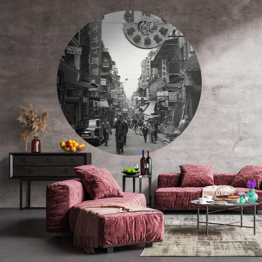 Wallart Carta Da Parati Circolare Hong Kong The Old Days 190 Cm