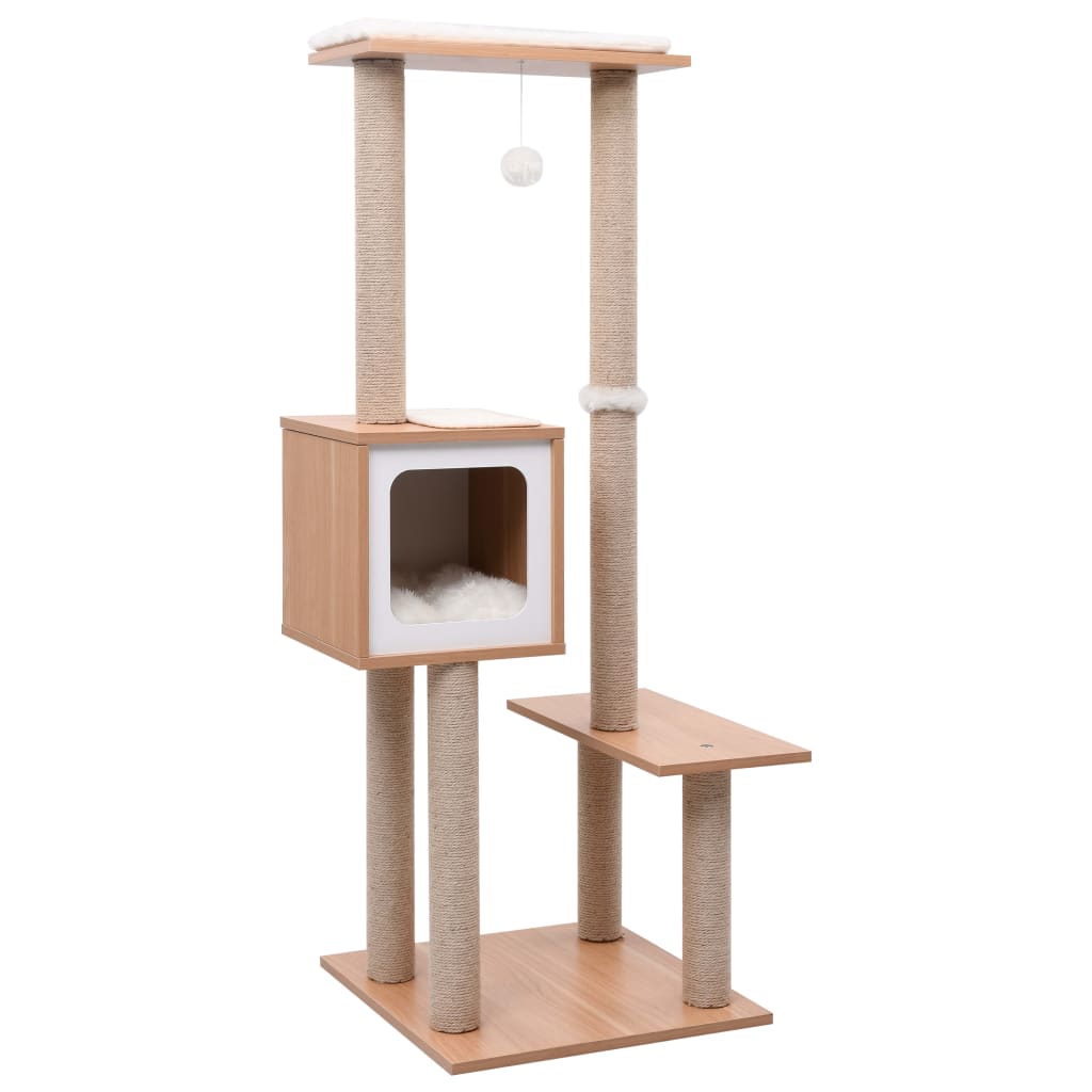 Albero Per Gatti Con Tappeto Tiragraffi In Sisal 129 Cm