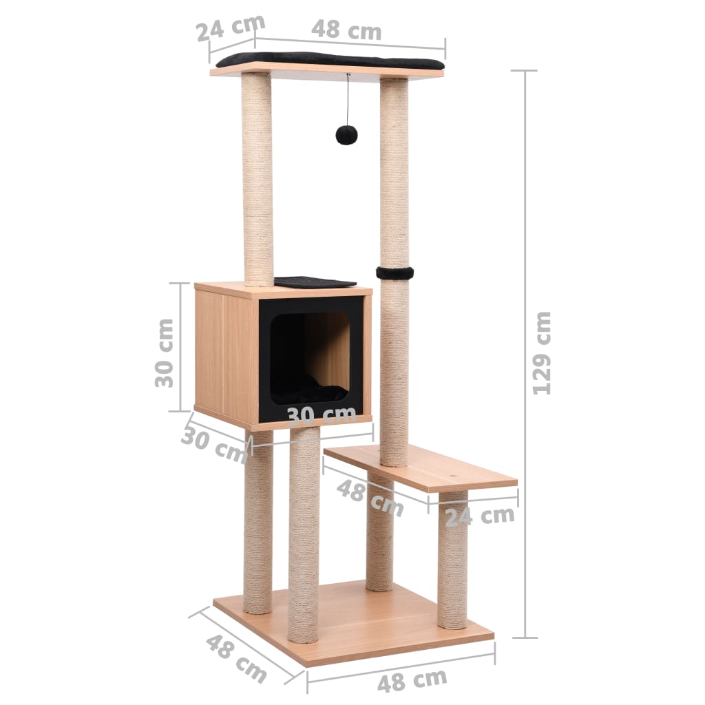 Albero Per Gatti Con Tappeto Tiragraffi In Sisal 129 Cm