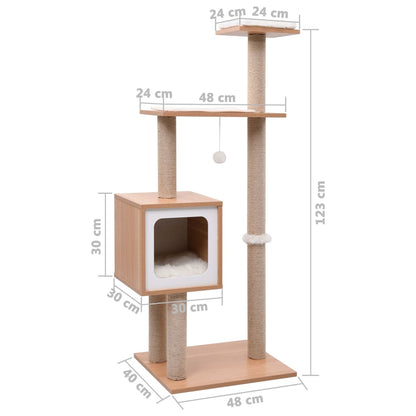 Albero Per Gatti Con Tappeto Tiragraffi In Sisal 123 Cm