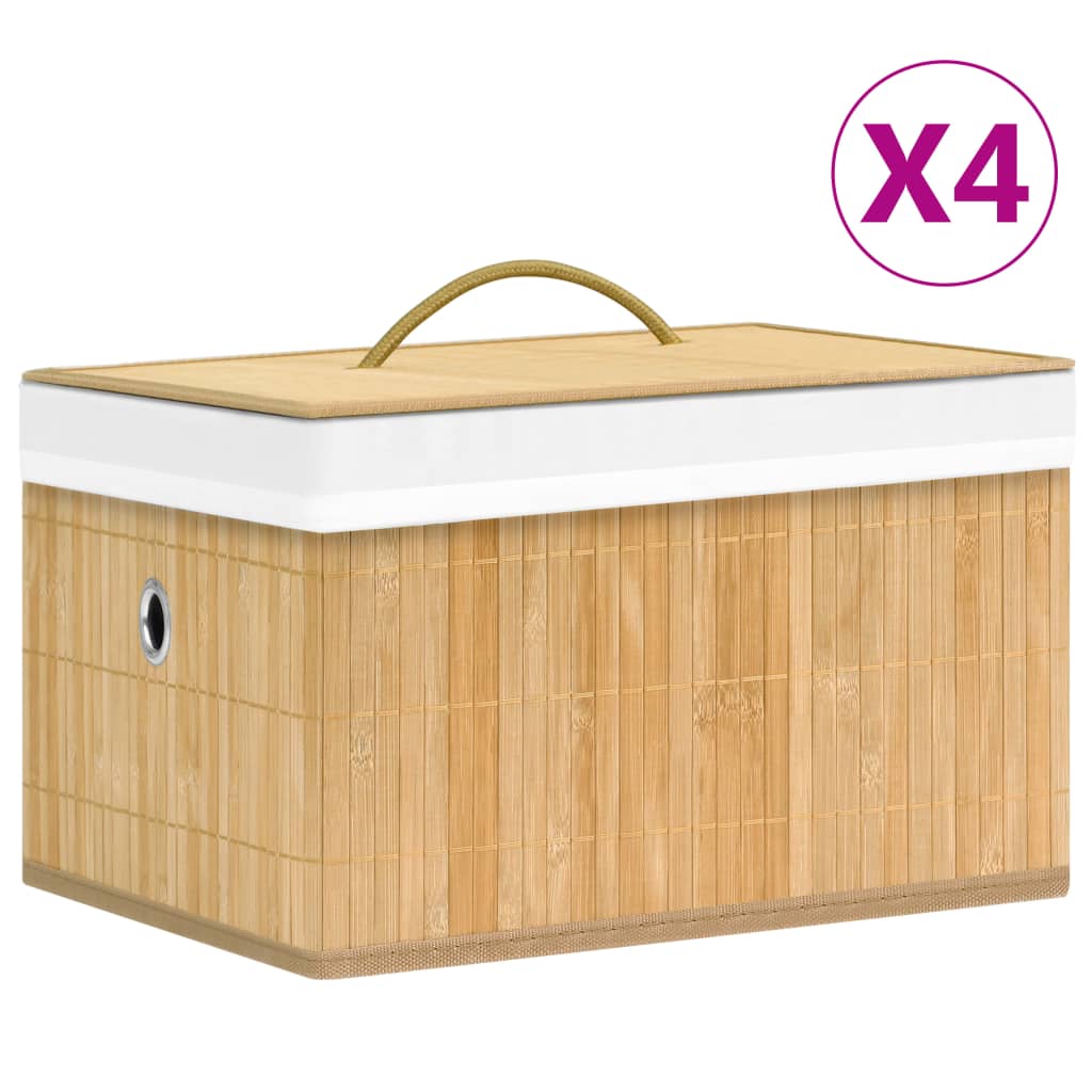 Scatole Portaoggetti 4 Pz In Bambù Marroni