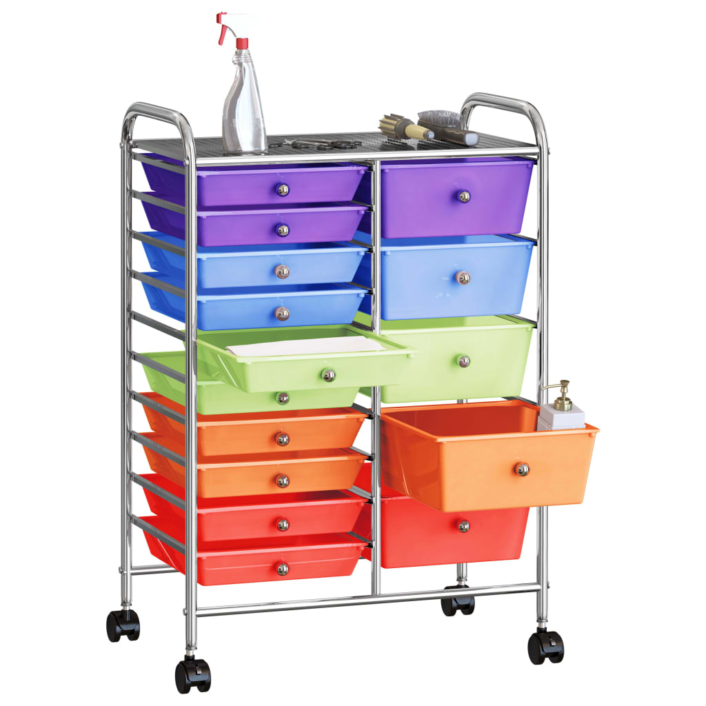 Carrello Portaoggetti Xxl 15 Cassetti In Plastica