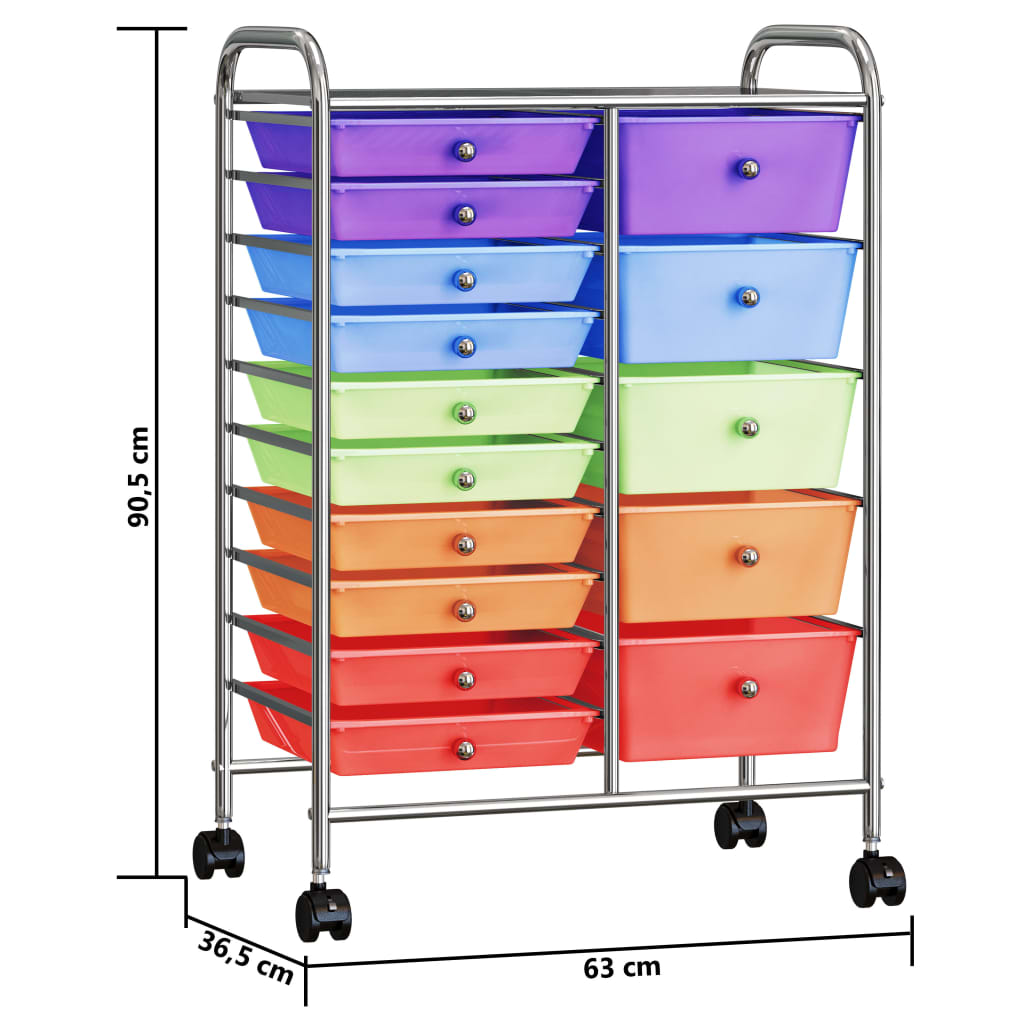 Carrello Portaoggetti Xxl 15 Cassetti In Plastica