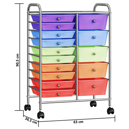 Carrello Portaoggetti Xxl 15 Cassetti In Plastica