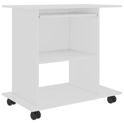 Scrivania Ad Angolo Bianca 80X50X75 Cm In Legno Multistrato