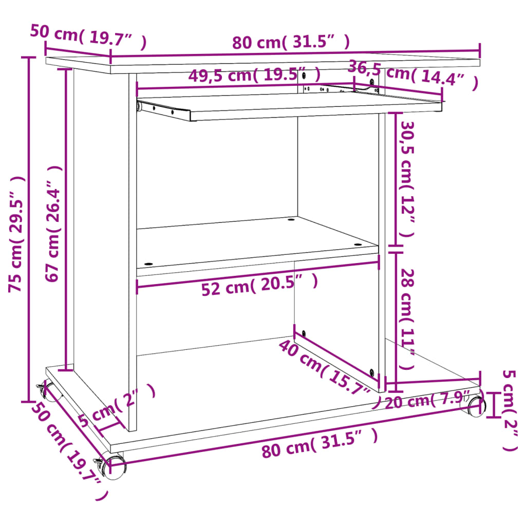 Scrivania Ad Angolo Bianca 80X50X75 Cm In Legno Multistrato