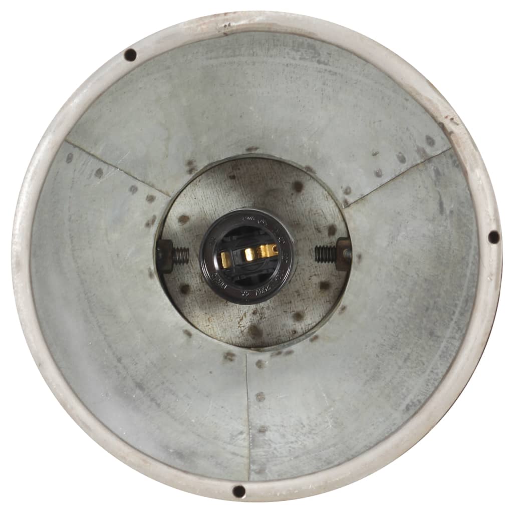 Lampada A Sospensione Industriale Argento E27 Legno Di Mango