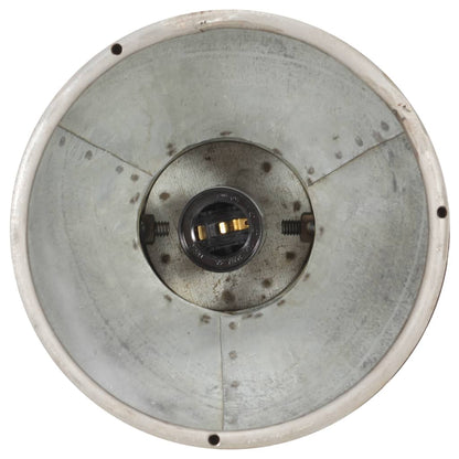 Lampada A Sospensione Industriale Argento E27 Legno Di Mango