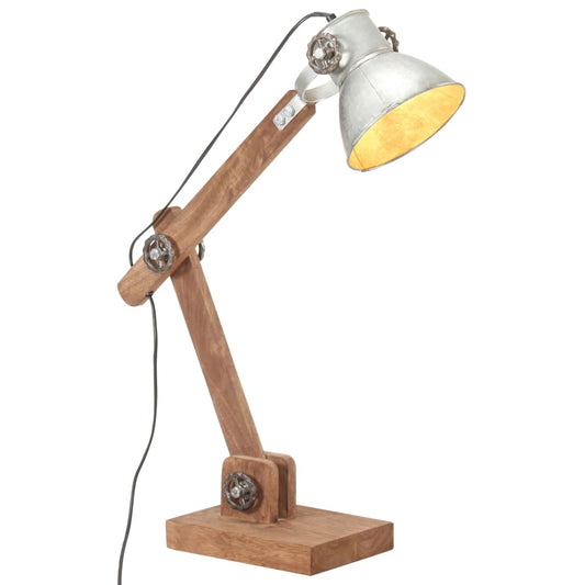 Lampada Da Scrivania Industriale Argento Rotonda 58X18X90Cm E27