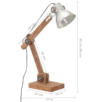 Lampada Da Scrivania Industriale Argento Rotonda 58X18X90Cm E27