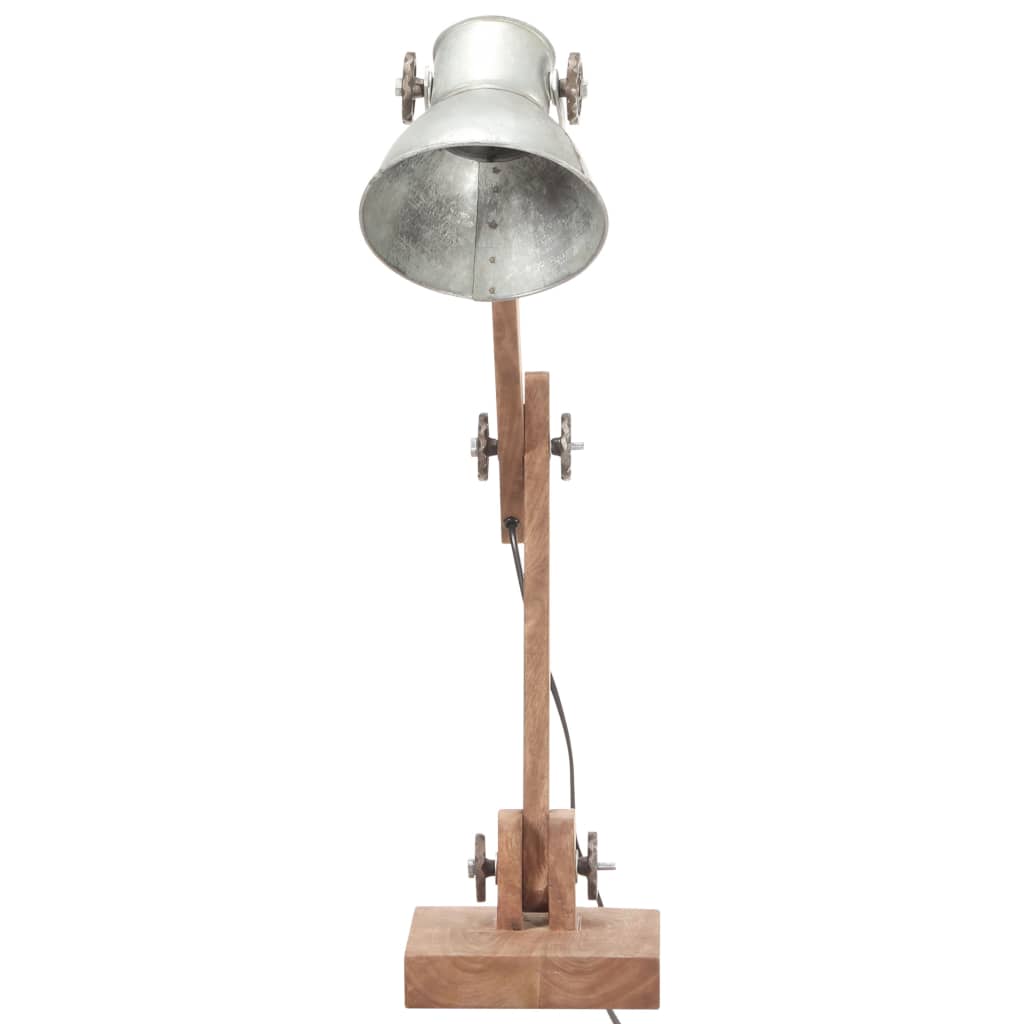 Lampada Da Scrivania Industriale Argento Rotonda 58X18X90Cm E27