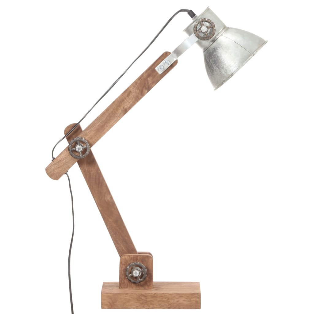 Lampada Da Scrivania Industriale Argento Rotonda 58X18X90Cm E27