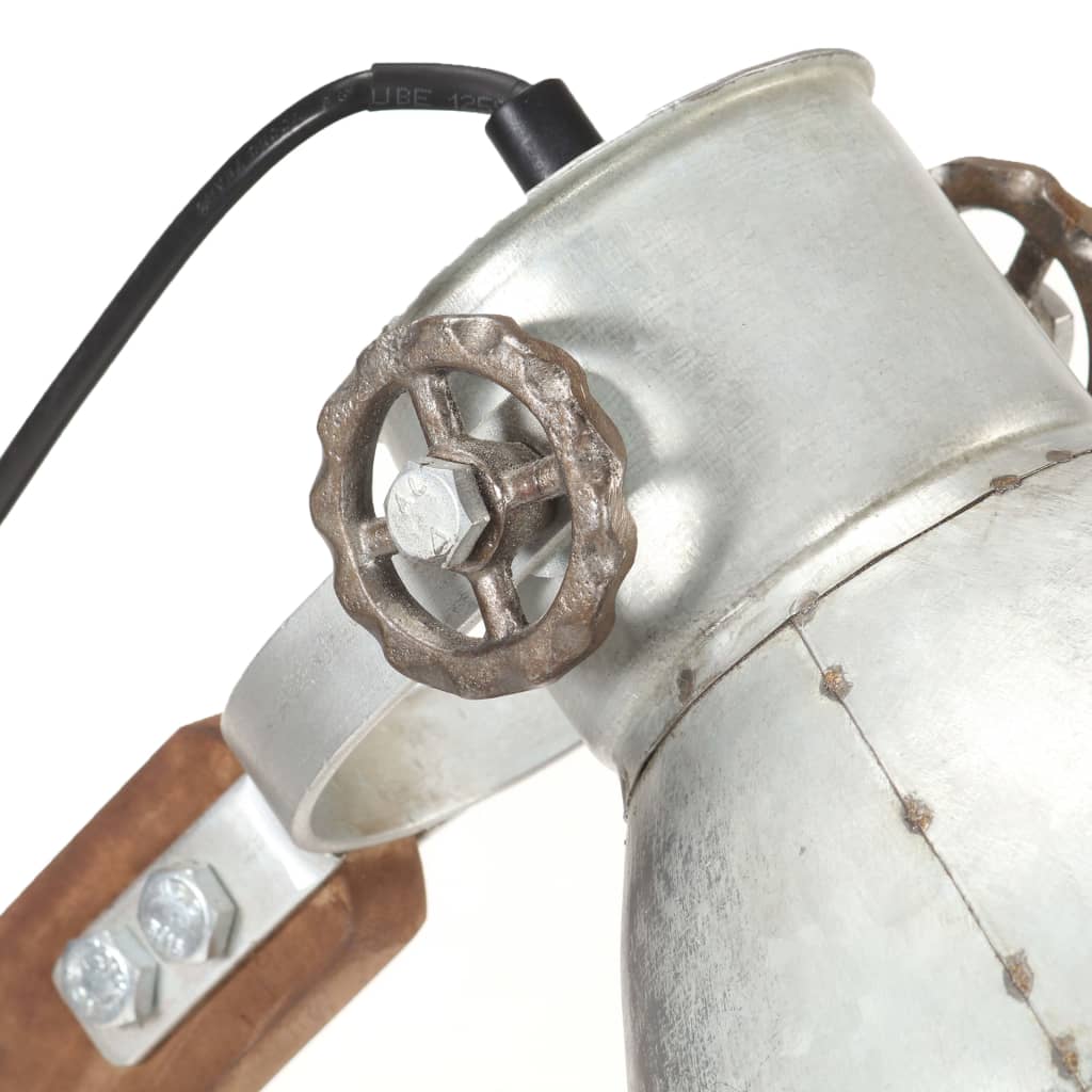 Lampada Da Scrivania Industriale Argento Rotonda 58X18X90Cm E27
