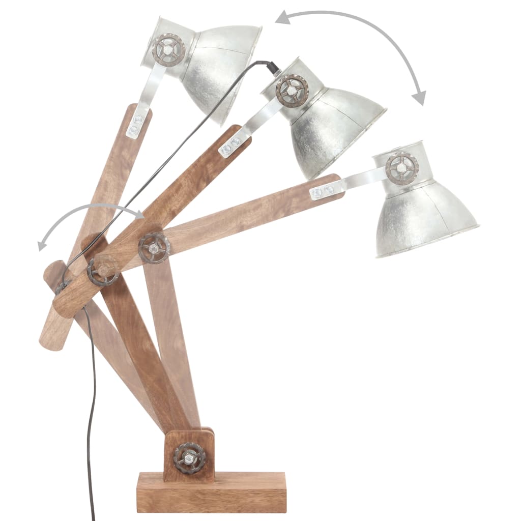Lampada Da Scrivania Industriale Argento Rotonda 58X18X90Cm E27