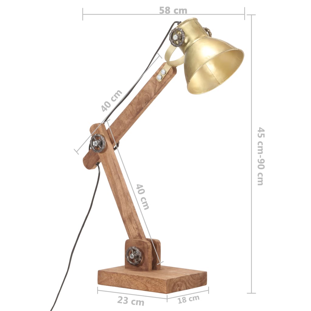 Lampada Da Scrivania Industriale Ottone Rotonda 58X18X90 Cm E27