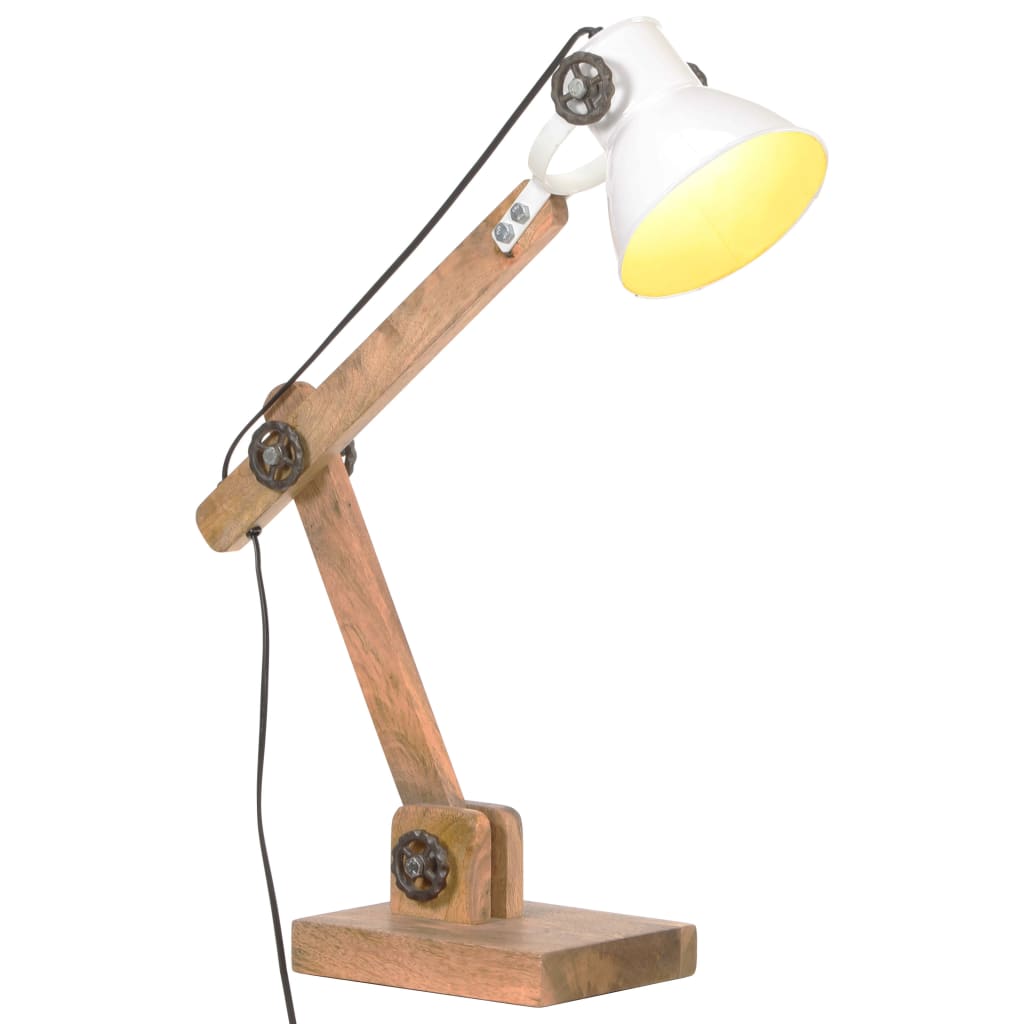 Lampada Da Scrivania Industriale Bianca Rotonda 58X18X90 Cm E27