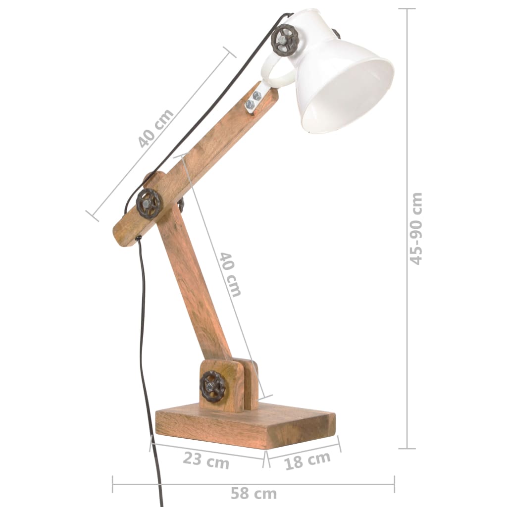 Lampada Da Scrivania Industriale Bianca Rotonda 58X18X90 Cm E27