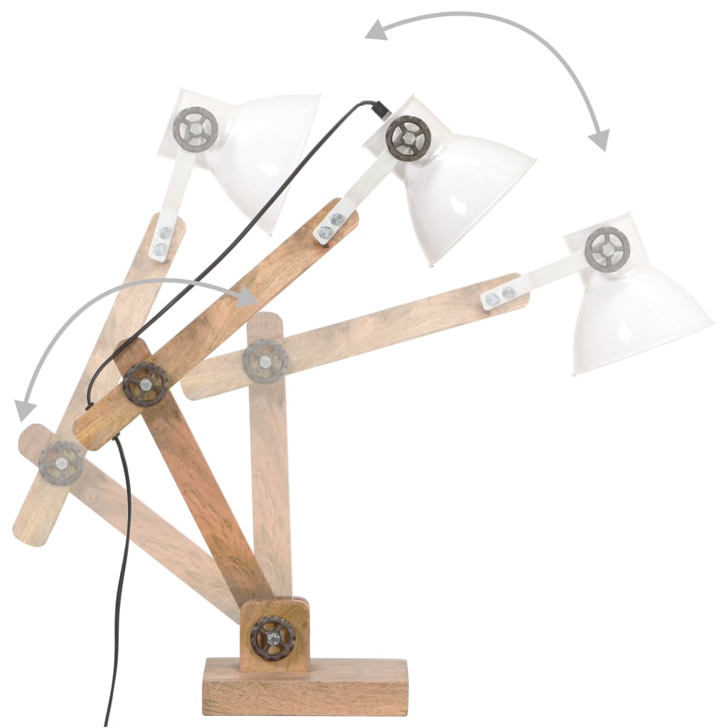 Lampada Da Scrivania Industriale Bianca Rotonda 58X18X90 Cm E27