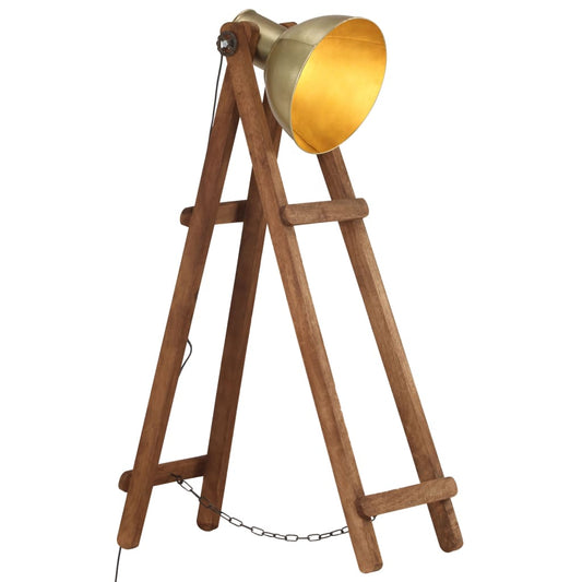 Lampada Da Pavimento E27 In Legno Massello Di Mango