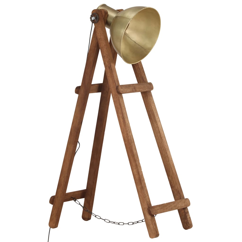 Lampada Da Pavimento E27 In Legno Massello Di Mango