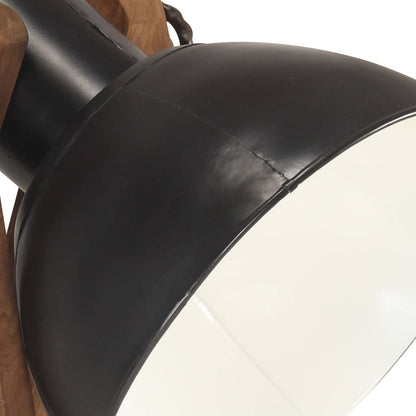 Lampade Da Pavimento 3 Pz Nere E27 In Legno Massello Di Mango